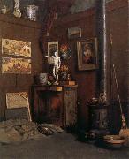 Gustave Caillebotte The Studio having fireplace Spain oil painting artist